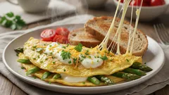アスパラガスのオムレツ、10分で完成：軽くて満足感のある朝食